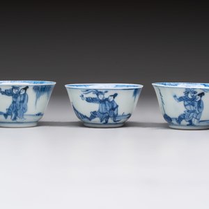 Six Chinese blue and white cups and ten saucers, Kangxi — 照片 8