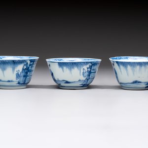 Six Chinese blue and white cups and ten saucers, Kangxi — 照片 9