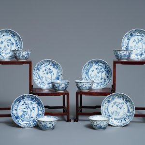 Six Chinese blue and white 'deer' cups and saucers, Ca Mau wreck, Yongzheng — photo 1