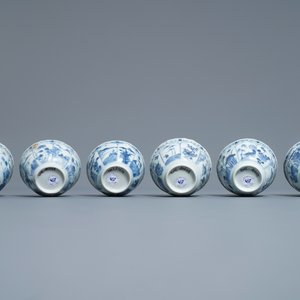 Six Chinese blue and white 'deer' cups and saucers, Ca Mau wreck, Yongzheng — photo 6