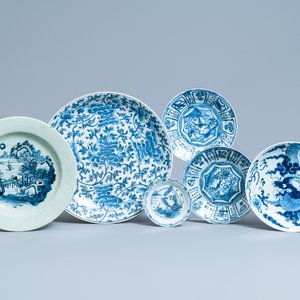 Six Chinese blue and white dishes, Wanli and later — photo 1