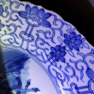 Six Chinese blue and white dishes with a Mongolian hunting scene, Chenghua mark, Kangxi — photo 11