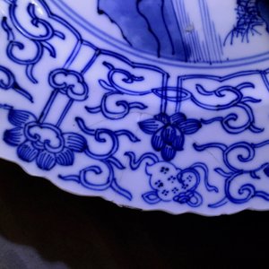 Six Chinese blue and white dishes with a Mongolian hunting scene, Chenghua mark, Kangxi — photo 5