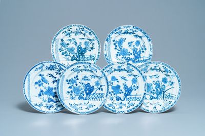 Six Chinese blue and white dishes, Yongzheng/Qianlong