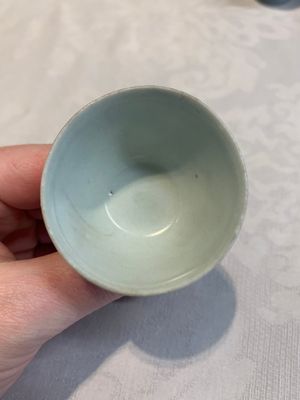 Six Chinese blue and white 'Hatcher cargo' stem cups with dragons, Transitional period — photo 20