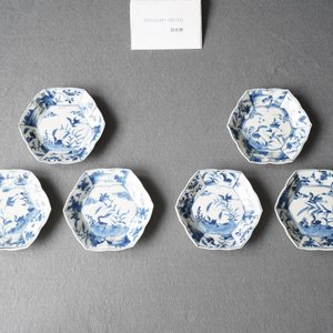 Six Chinese blue and white hexagonal cups and saucers, Kangxi — 照片 14