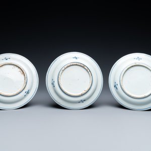 Six Chinese blue and white ko-sometsuke 'ox' plates for the Japanese market, late Ming — foto 5