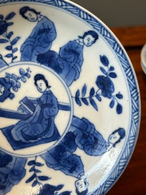 Six Chinese blue and white 'Long Eliza' cups and saucers, various marks, Kangxi — 照片 29