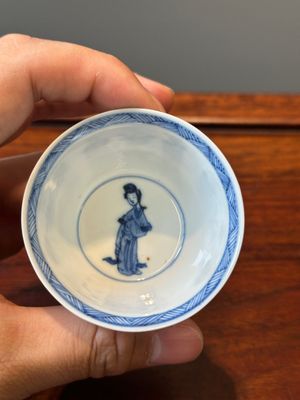 Six Chinese blue and white 'Long Eliza' cups and saucers, various marks, Kangxi — 照片 5
