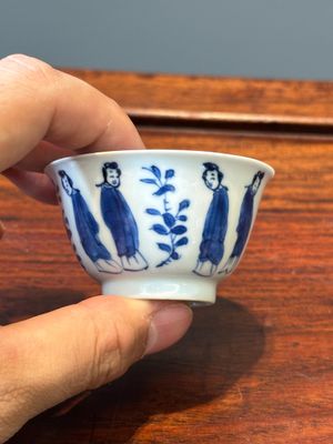 Six Chinese blue and white 'Long Eliza' cups and saucers, various marks, Kangxi — 照片 9