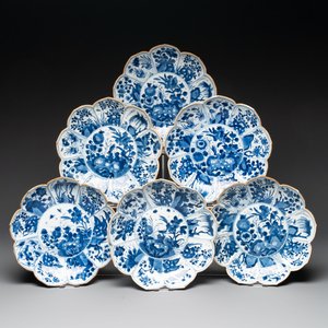 Six Chinese blue and white 'lotus' plates, Kangxi — photo 1