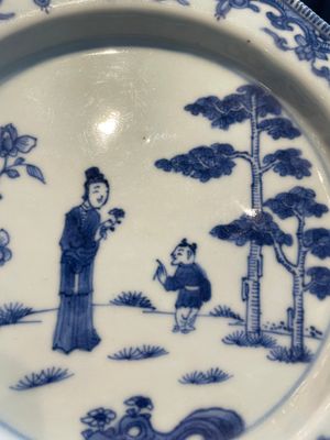 Six Chinese blue and white plates probably after a European silver model, Qianlong — photo 16