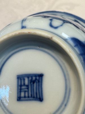 Six Chinese blue and white 'Rooster' cups and saucers, Kangxi — photo 12