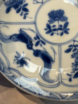 Six Chinese blue and white 'Rooster' cups and saucers, Kangxi — photo 15
