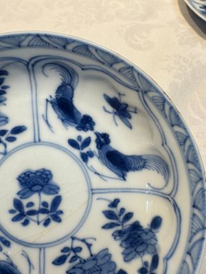 Six Chinese blue and white 'Rooster' cups and saucers, Kangxi — photo 17
