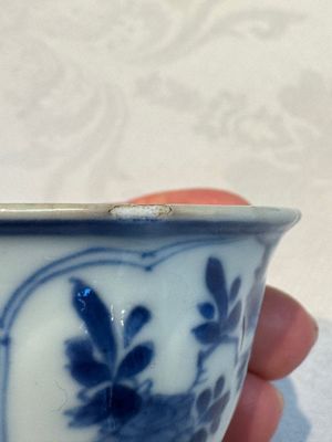 Six Chinese blue and white 'Rooster' cups and saucers, Kangxi — photo 7