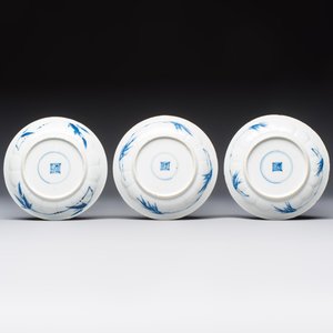 Six Chinese blue and white 'Rooster' cups and saucers, Kangxi — photo 5