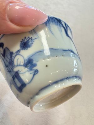 Six Chinese blue and white 'Scholar in a Garden' cups and saucers, Yongzheng — photo 18