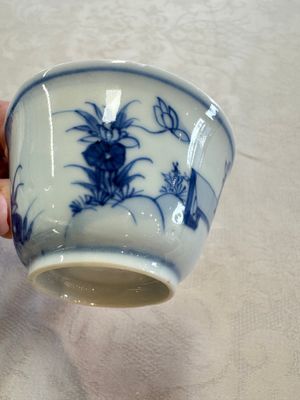 Six Chinese blue and white 'Scholar in a Garden' cups and saucers, Yongzheng — photo 3