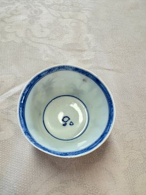 Six Chinese blue and white 'Scholar in a Garden' cups and saucers, Yongzheng — photo 6