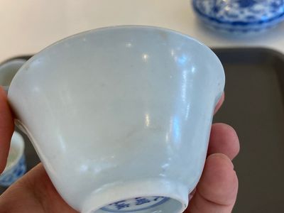Six Chinese blue and white shipwreck porcelain wares, Transitional period and later — 照片 16