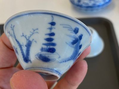 Six Chinese blue and white shipwreck porcelain wares, Transitional period and later — 照片 19