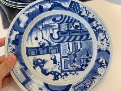 Six Chinese blue and white 'Xi Xiang Ji' dishes, Kangxi — 照片 2