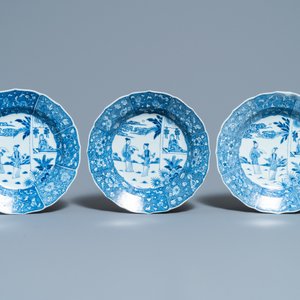 Six Chinese blue and white 'Xi Xiang Ji' plates, Qianlong — 照片 4