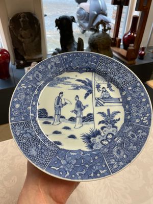 Six Chinese blue and white 'Xi Xiang Ji' plates, Qianlong — 照片 12