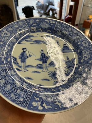 Six Chinese blue and white 'Xi Xiang Ji' plates, Qianlong — 照片 18