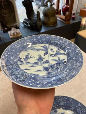 Six Chinese blue and white 'Xi Xiang Ji' plates, Qianlong — 照片 2
