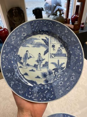 Six Chinese blue and white 'Xi Xiang Ji' plates, Qianlong — 照片 5