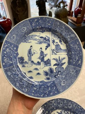 Six Chinese blue and white 'Xi Xiang Ji' plates, Qianlong — 照片 9
