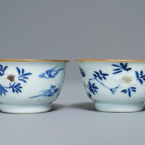 Six Chinese blue, white and copper-red cups and saucers, Kangxi — 照片 5