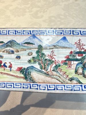 Six Chinese Canton enamel rectangular plaques with landscape, figural, floral and European subject designs, Qianlong — photo 50