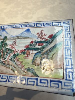 Six Chinese Canton enamel rectangular plaques with landscape, figural, floral and European subject designs, Qianlong — photo 52