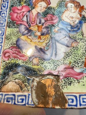 Six Chinese Canton enamel rectangular plaques with landscape, figural, floral and European subject designs, Qianlong — photo 8