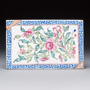 Six Chinese Canton enamel rectangular plaques with landscape, figural, floral and European subject designs, Qianlong — photo 2
