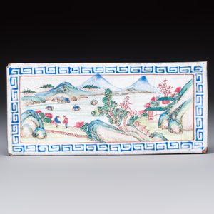 Six Chinese Canton enamel rectangular plaques with landscape, figural, floral and European subject designs, Qianlong — photo 10