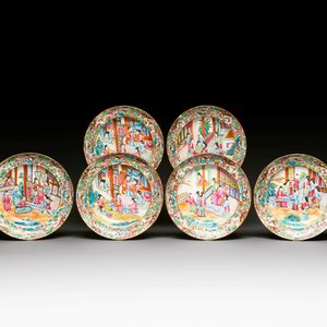 Six Chinese Canton famille rose deep plates with narrative design, 19th C. — photo 1