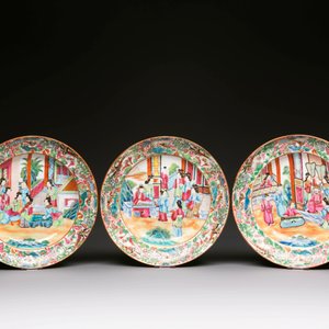 Six Chinese Canton famille rose deep plates with narrative design, 19th C. — photo 4