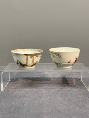 Six Chinese Canton famille rose 'mandarin subject' cups and seven saucers, Yongzheng/Qianlong — photo 8