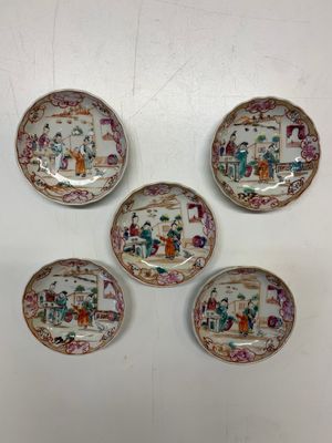 Six Chinese Canton famille rose 'mandarin subject' cups and ten saucers, Qianlong — photo 14