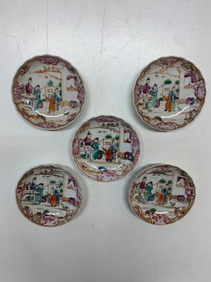 Six Chinese Canton famille rose 'mandarin subject' cups and ten saucers, Qianlong — photo 18
