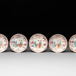 Six Chinese Canton famille rose 'mandarin subject' cups and ten saucers, Qianlong — photo 4