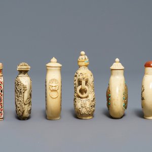 Six Chinese carved ivory snuff bottles, 19/20th C. — 照片 3