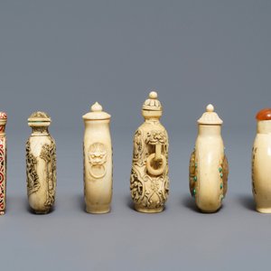 Six Chinese carved ivory snuff bottles, 19/20th C. — 照片 5