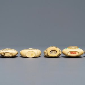 Six Chinese carved ivory snuff bottles, 19/20th C. — 照片 6