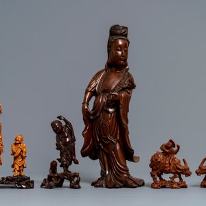 Six Chinese carved wood figures, 19/20th C. — photo 2