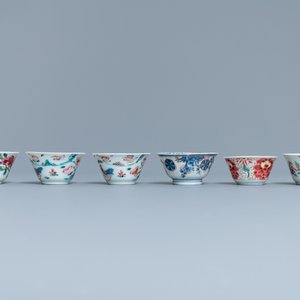 Six Chinese famille rose and Imari-style cups and saucers, Yongzheng/Qianlong — 照片 6